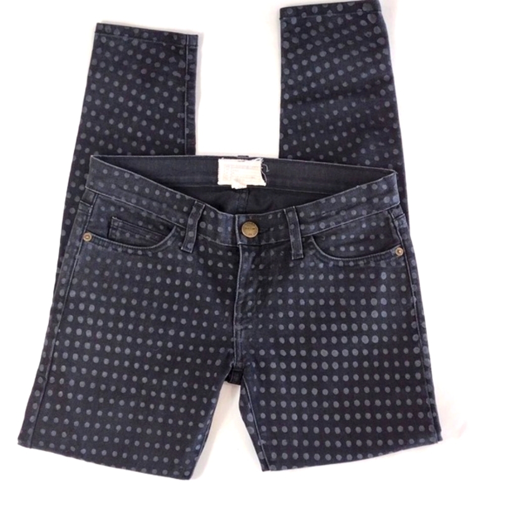CURRENT ELLIOTT THE STILETTO CROP SKINNY BLACK POLKADOT